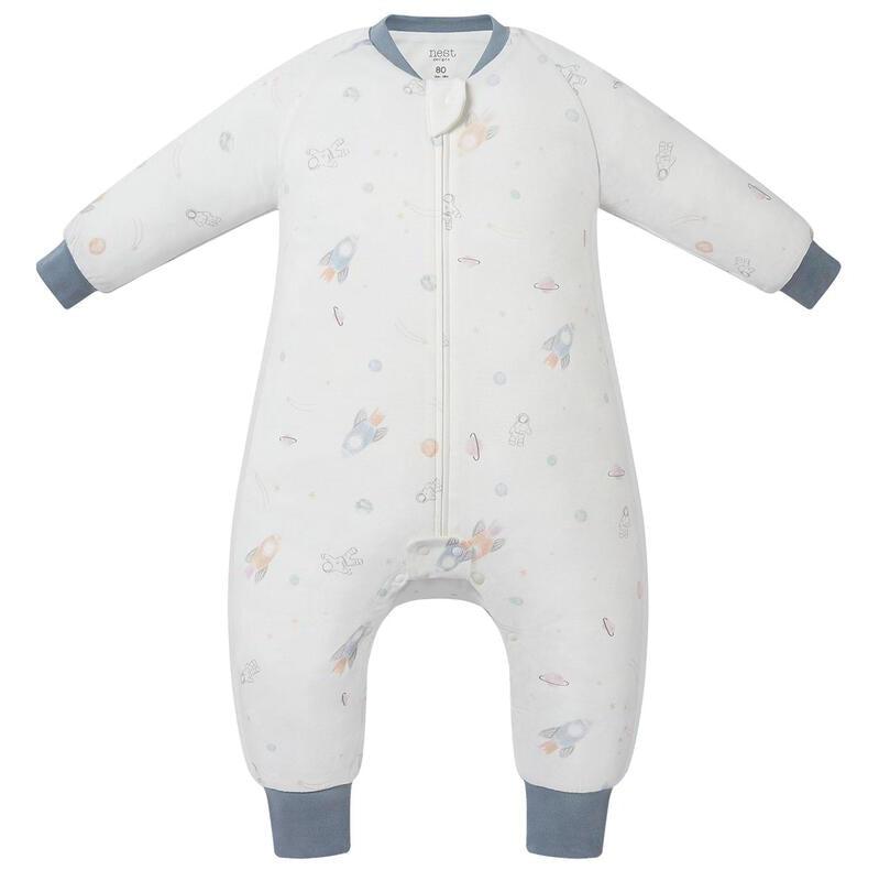 Nest Designs Kids/Baby 0.6 TOG Long Sleeve Footed Sleep Suit (Bamboo Pima) - Up and Away!