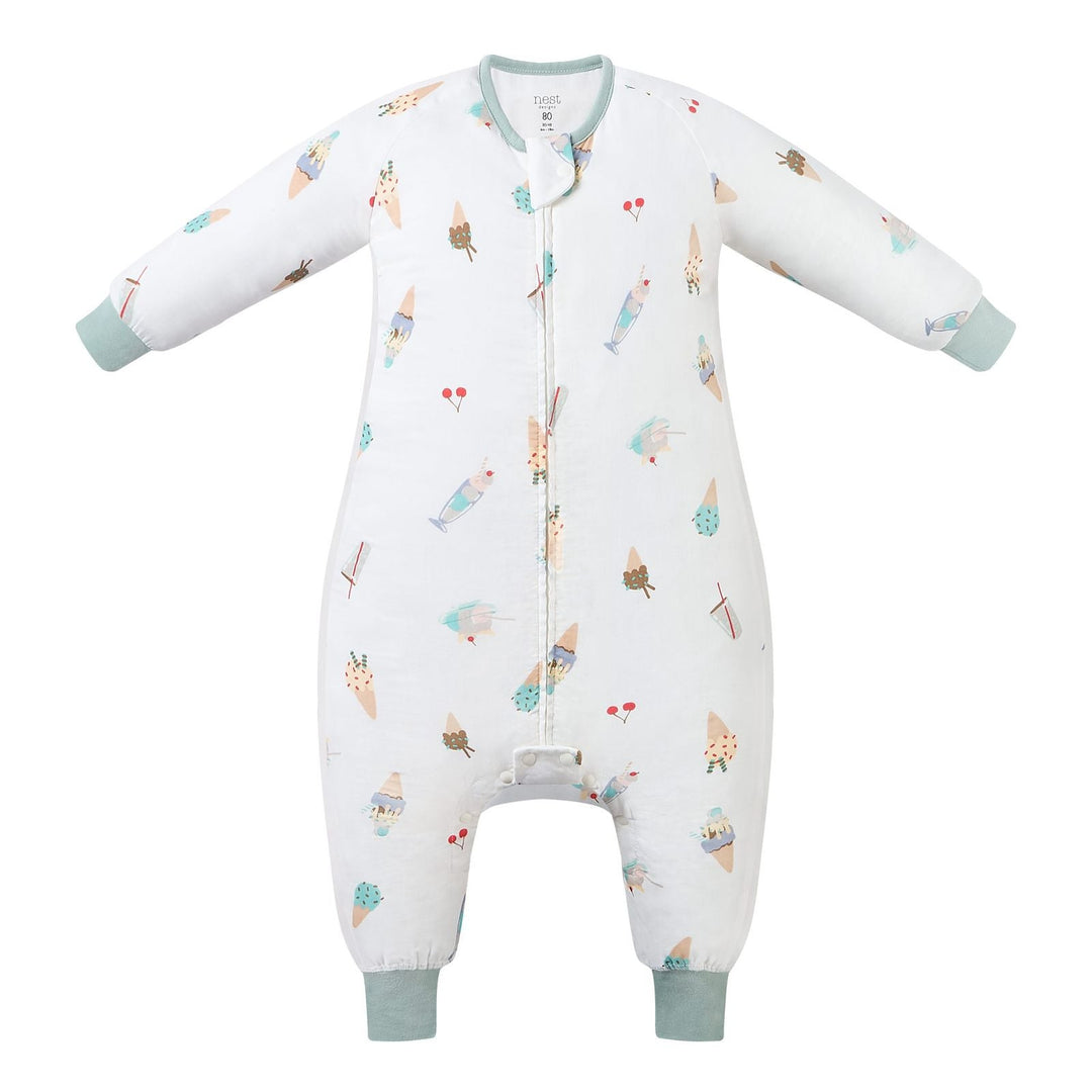 Nest Designs Kids/Baby 0.6 TOG Long Sleeve Footed Sleep Suit (Bamboo Pima) - Ice Cream Summer