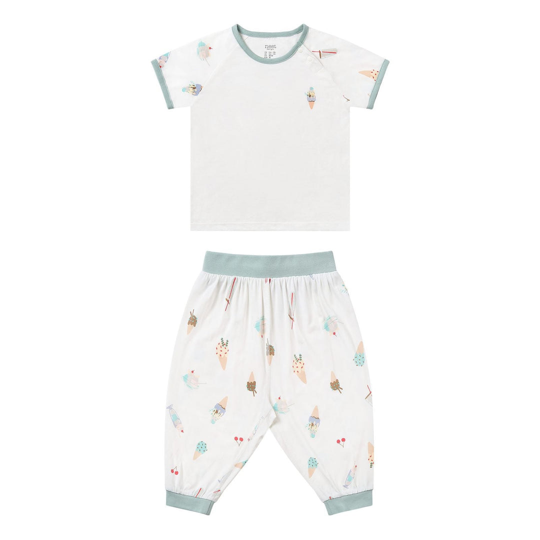 Nest Designs Kids/Baby Short Sleeve Play Set (Avocado Bamboo) - Ice Cream Summer