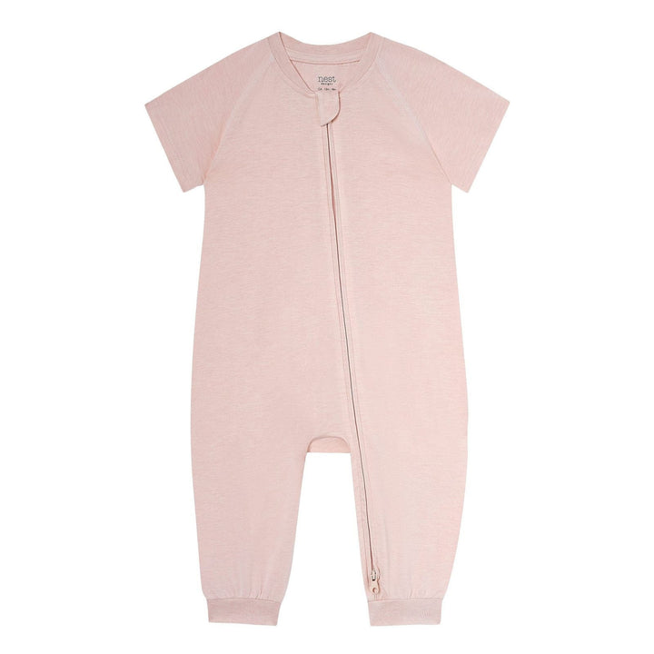 Nest Designs Baby Short Sleeve Slant Opening Romper (Bamboo Jersey) - Rose Smoke