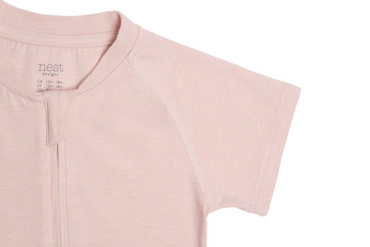 Nest Designs Baby Short Sleeve Slant Opening Romper (Bamboo Jersey) - Rose Smoke