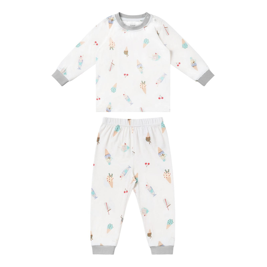 Nest Designs Kids/Baby Two-Piece Long Sleeve PJ Set (Bamboo Jersey) - Ice Cream Summer
