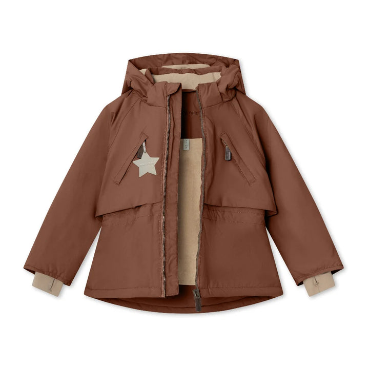 MINI A TURE Kids MATALGEANA Fleece Lined Winter Jacket - Rootbeer Brown