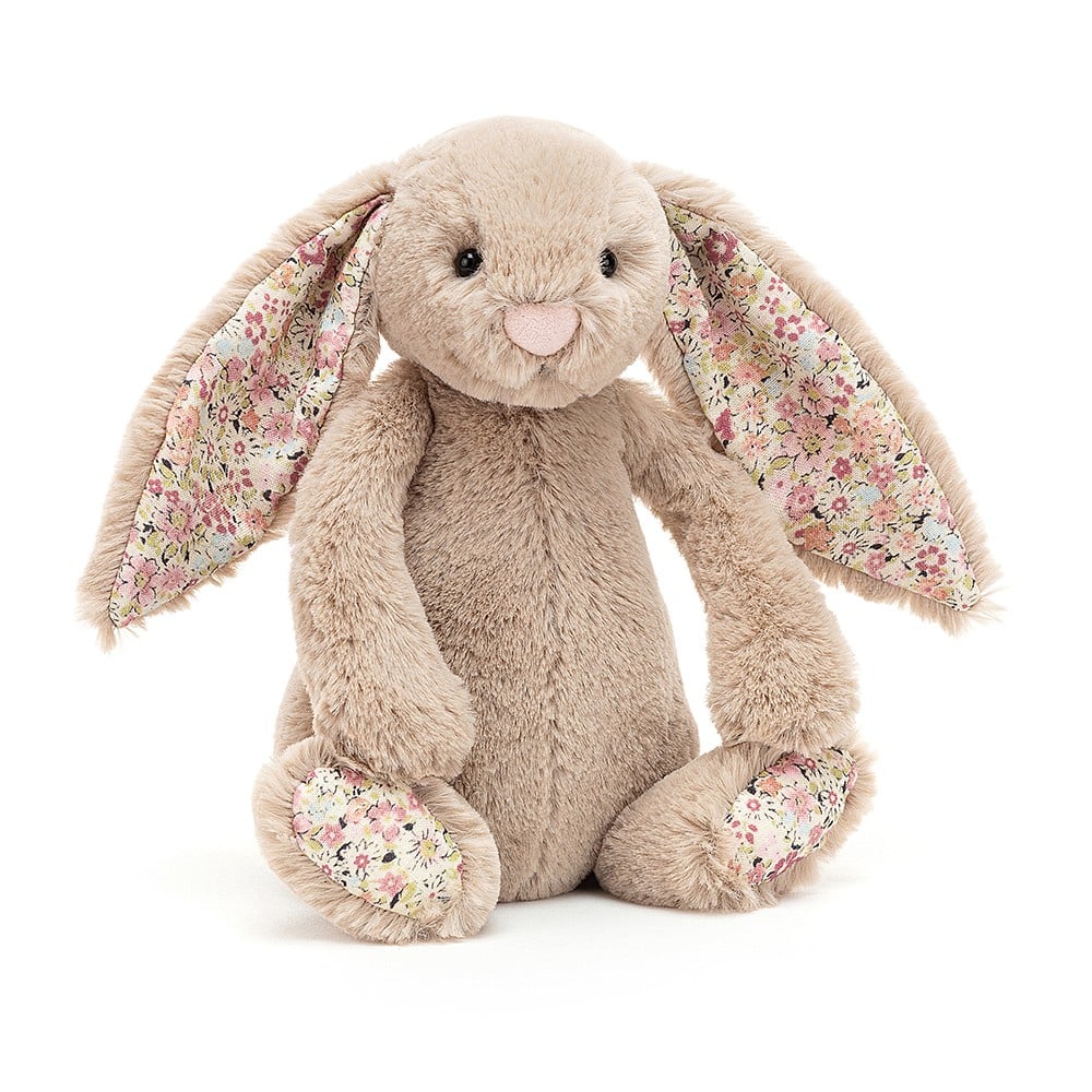 BBL4BBN - Doudou plat lapin Blossom Bea Beige - L: 13 cm x l : 34 cm x H:  34 cm