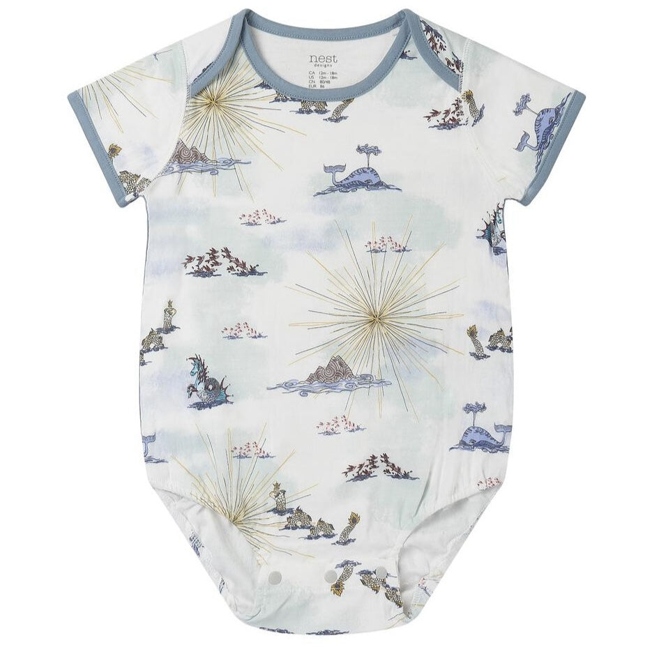Nest Designs Baby Bamboo Pima Short Sleeve Onesie - Ocean Wonders