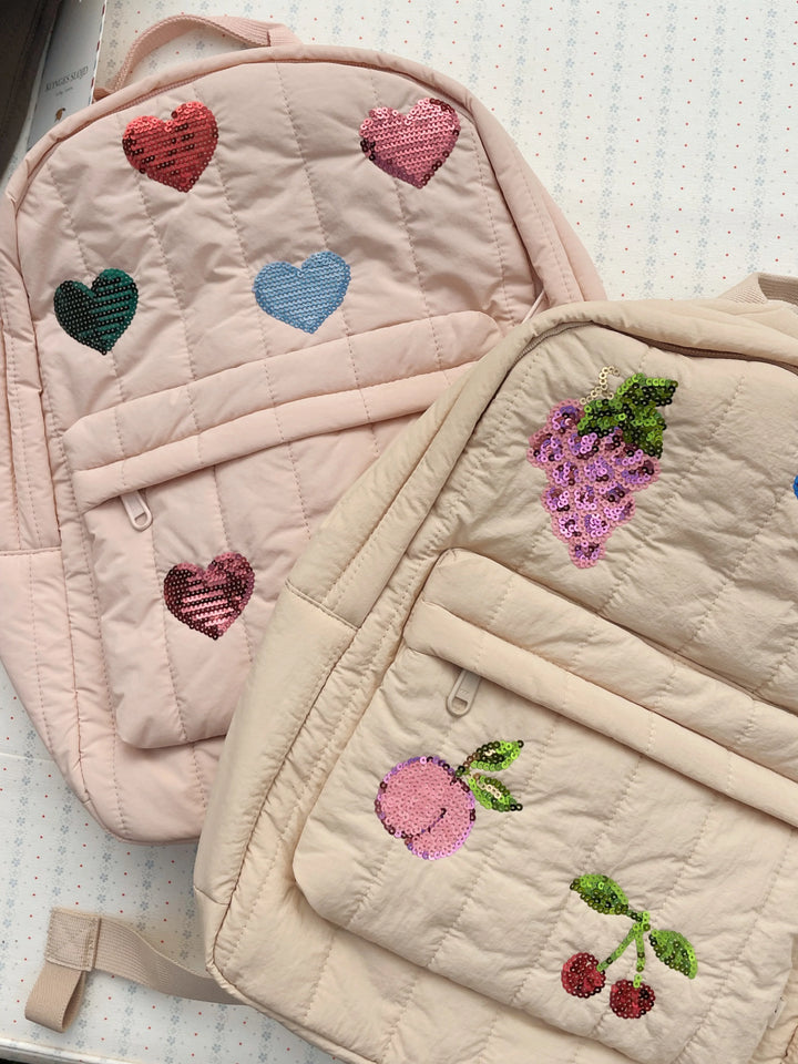 Konges Sloejd Kids JUNO Quilted Sequin Backpack - Cameo Rose