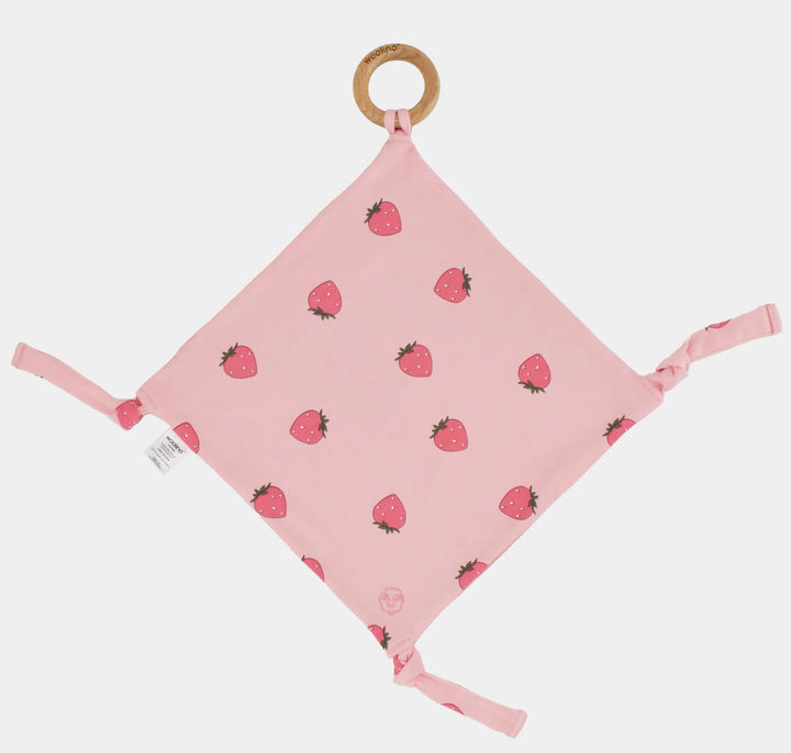 Woolino LOVEY Merino Wool+Organic Cotton w/ Removable Teething Ring - Strawberry