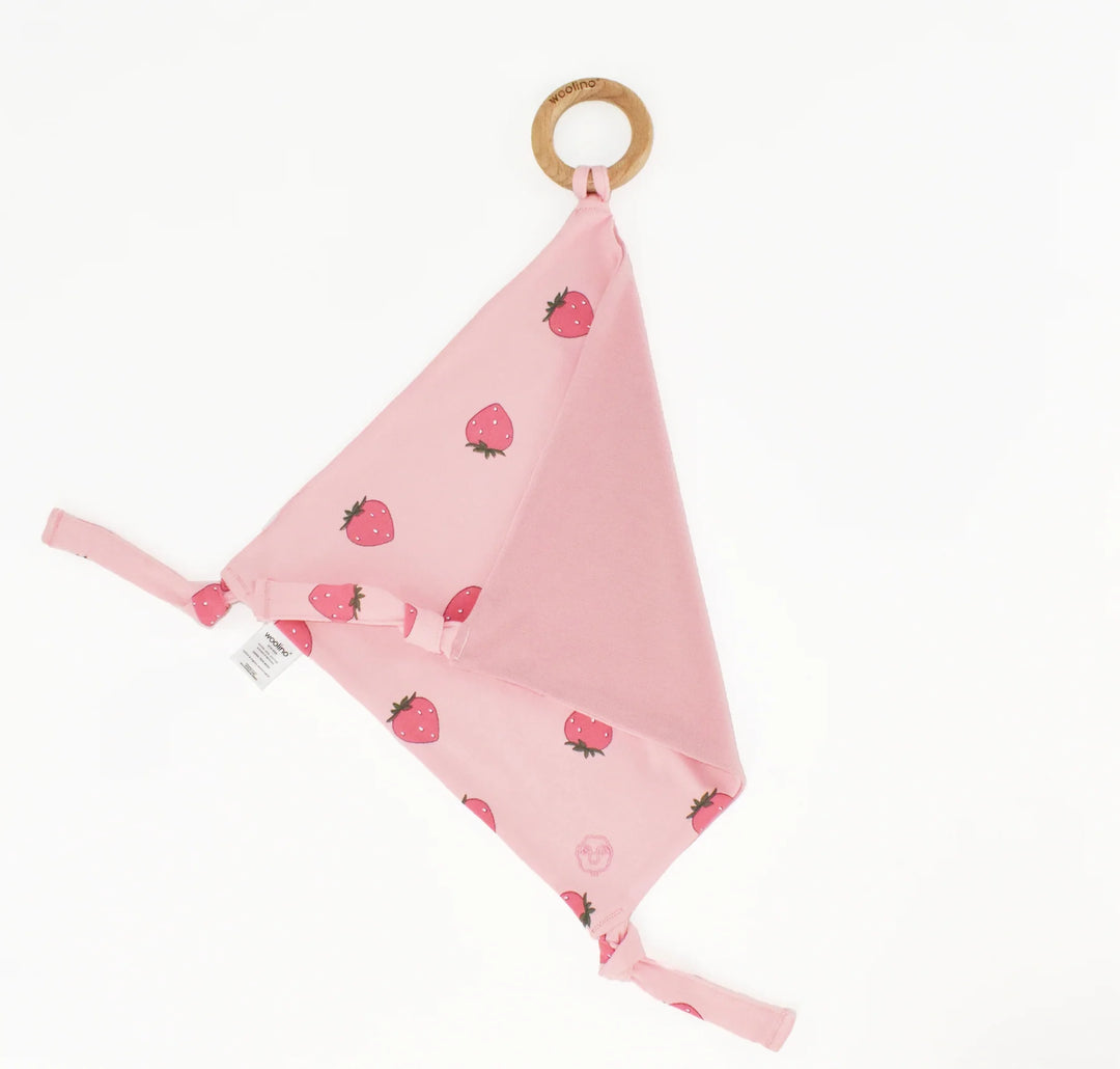 Woolino LOVEY Merino Wool+Organic Cotton w/ Removable Teething Ring - Strawberry