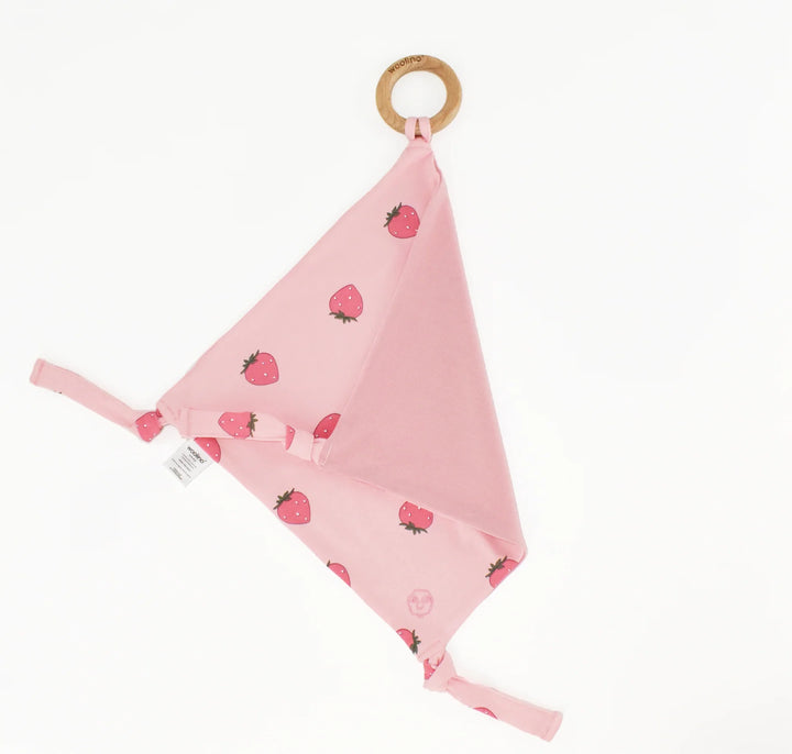Woolino LOVEY Merino Wool+Organic Cotton w/ Removable Teething Ring - Strawberry