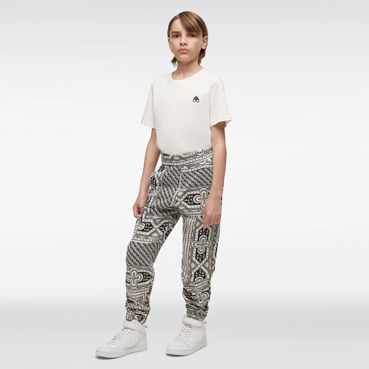 Moose Knuckles Kids Kennedy Printed Joggers w/ Ankle Cuffs - Grey