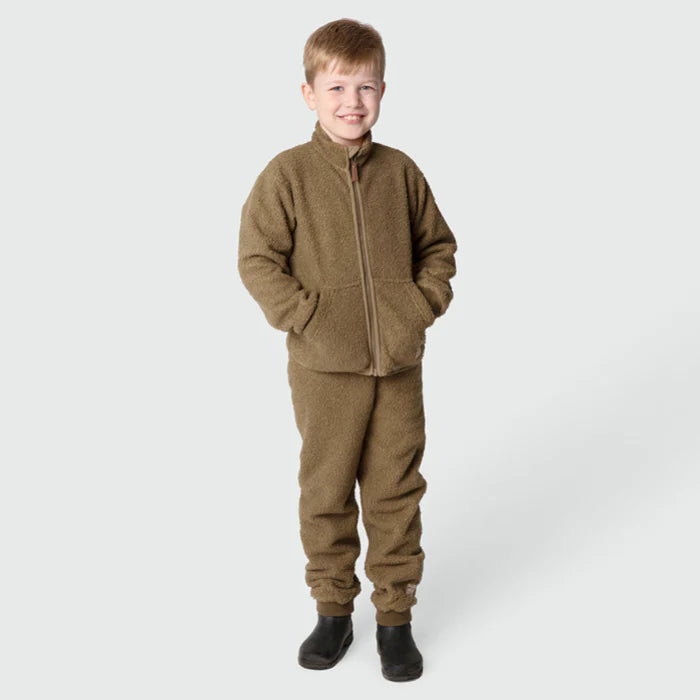 MINI A TURE Kids MATSALEH+MATVALUR Teddyfleece Jacket Pants Set - Capers Green