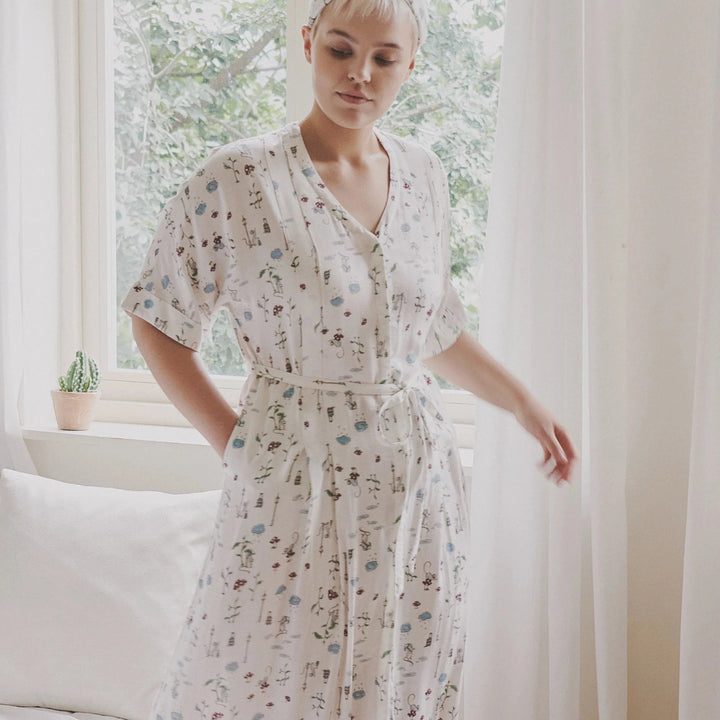 Nest Designs Women's Bamboo Silk Robe - The Town Mouse & The Country Mouse