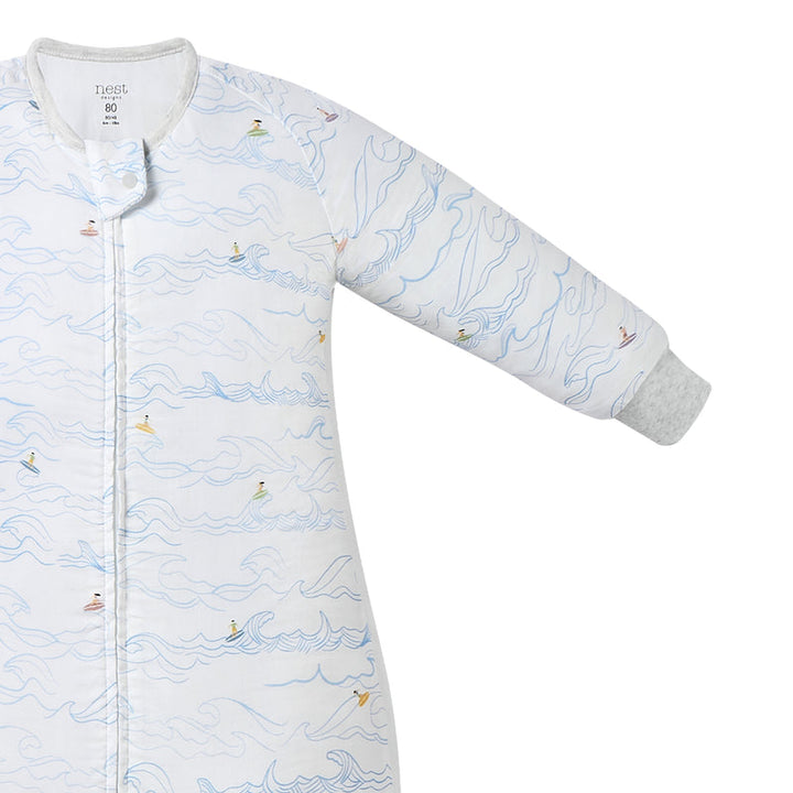 Nest Designs Kids/Baby 0.6 TOG Long Sleeve Footed Sleep Suit (Bamboo Pima) - Surf's Up