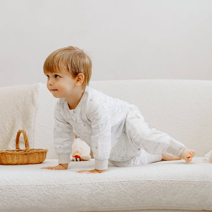 Nest Designs Kids/Baby 0.6 TOG Long Sleeve Footed Sleep Suit (Bamboo Pima) - Surf's Up