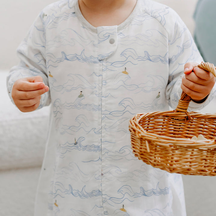 Nest Designs Kids/Baby 0.6 TOG Long Sleeve Footed Sleep Suit (Bamboo Pima) - Surf's Up