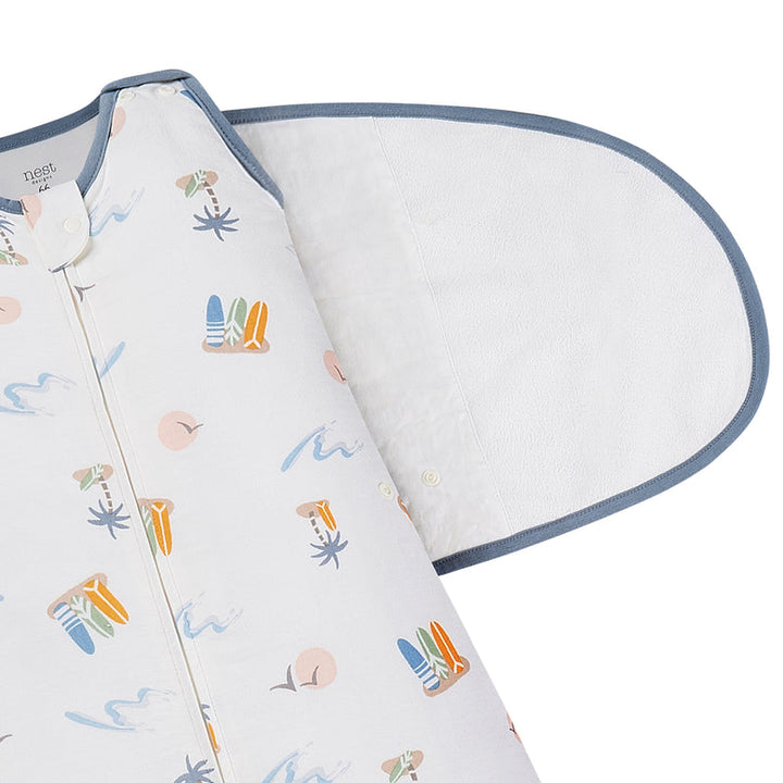 Nest Designs Baby 0.5 TOG Swaddle Sleep Bag (Bamboo Cotton) - Pastel Waves