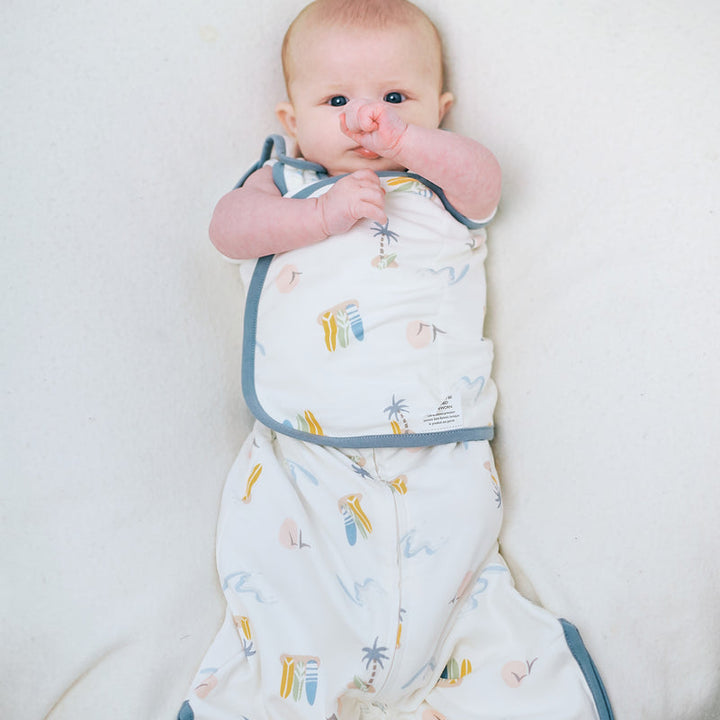 Nest Designs Baby 0.5 TOG Swaddle Sleep Bag (Bamboo Cotton) - Pastel Waves
