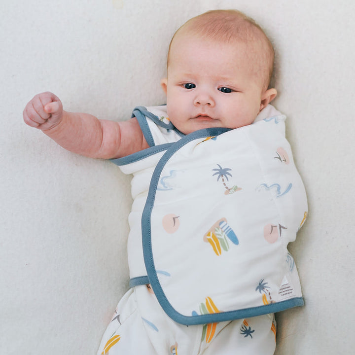 Nest Designs Baby 0.5 TOG Swaddle Sleep Bag (Bamboo Cotton) - Pastel Waves