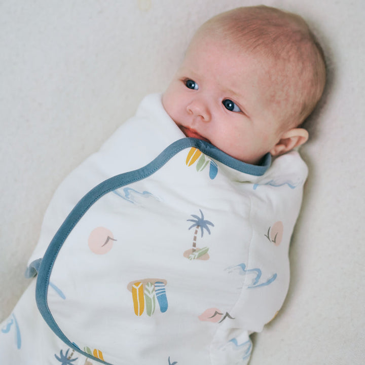 Nest Designs Baby 0.5 TOG Swaddle Sleep Bag (Bamboo Cotton) - Pastel Waves