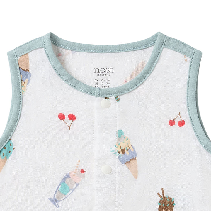 Nest Designs Baby Sleeveless Button Down Onesie (Bamboo) - Ice Cream Summer