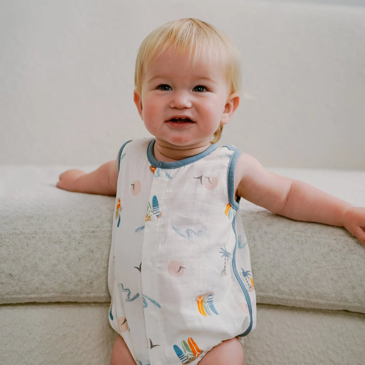 Nest Designs Baby Sleeveless Button Down Onesie (Bamboo) - Ice Cream Summer