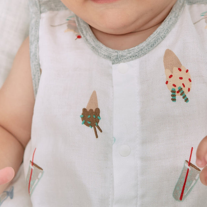 Nest Designs Baby Sleeveless Button Down Onesie (Bamboo) - Ice Cream Summer