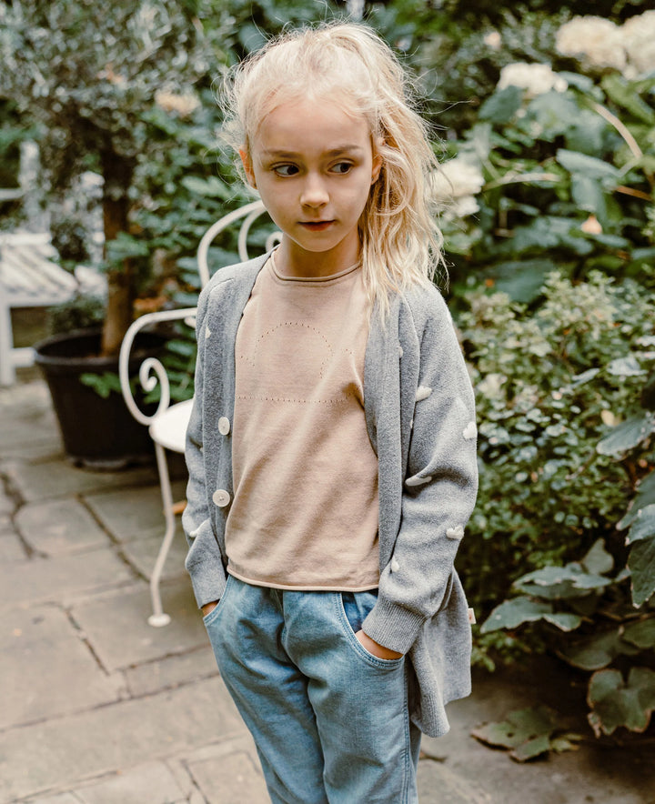 Nest Designs - Petite Revery Kids Cotton Knit Longline Cardigan - Mist