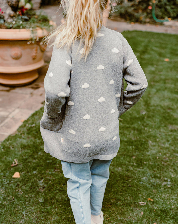 Nest Designs - Petite Revery Kids Cotton Knit Longline Cardigan - Mist