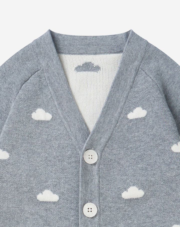 Nest Designs - Petite Revery Kids Cotton Knit Longline Cardigan - Mist