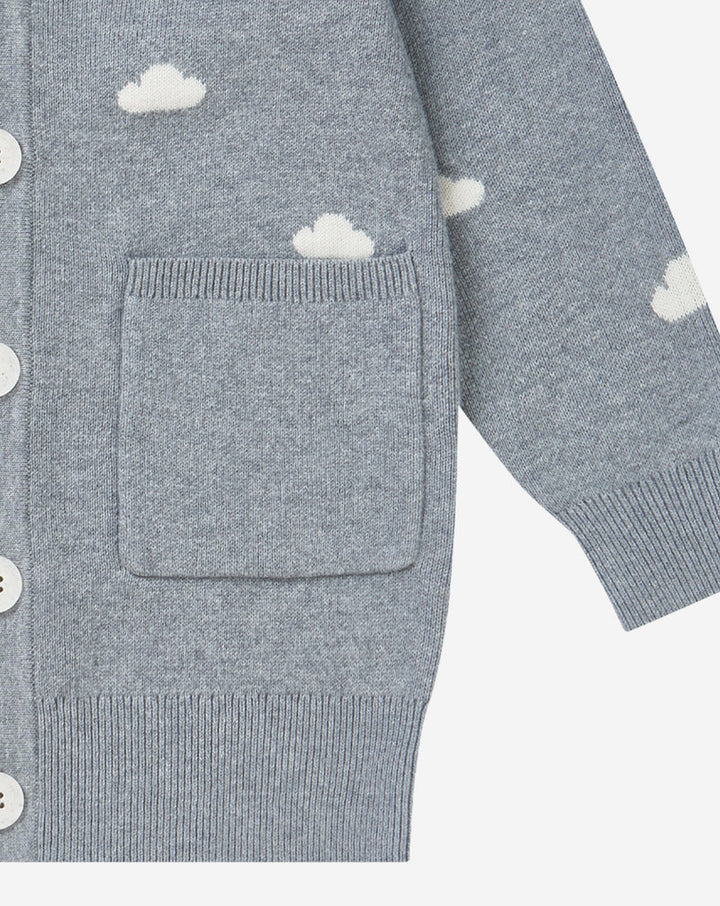 Nest Designs - Petite Revery Kids Cotton Knit Longline Cardigan - Mist