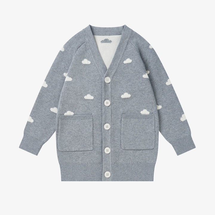 Nest Designs - Petite Revery Kids Cotton Knit Longline Cardigan - Mist