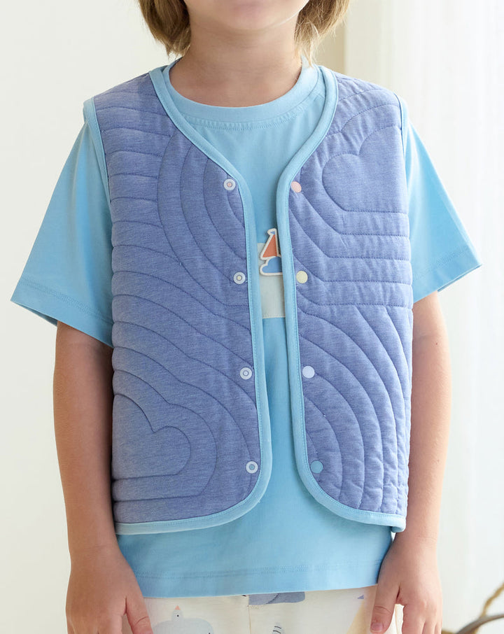 Nest Designs - Petite Revery Kids Cotton Quilted Cloud Vest - Forget-Me-Not