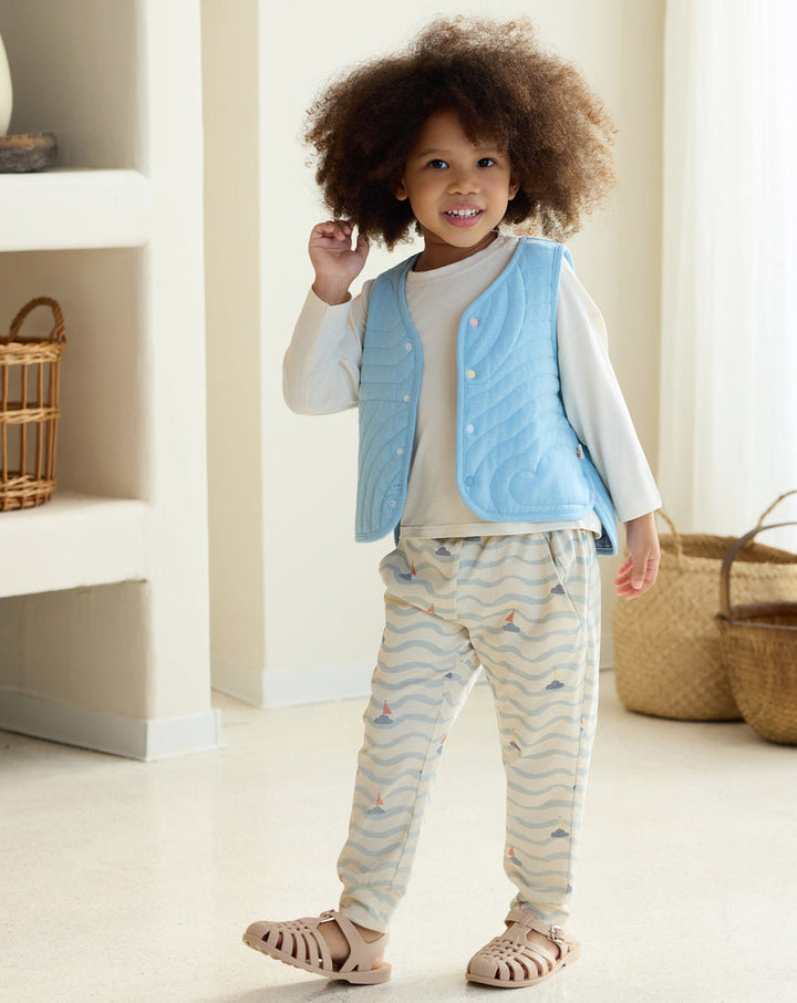 Nest Designs - Petite Revery Kids Cotton Quilted Cloud Vest - Forget-Me-Not