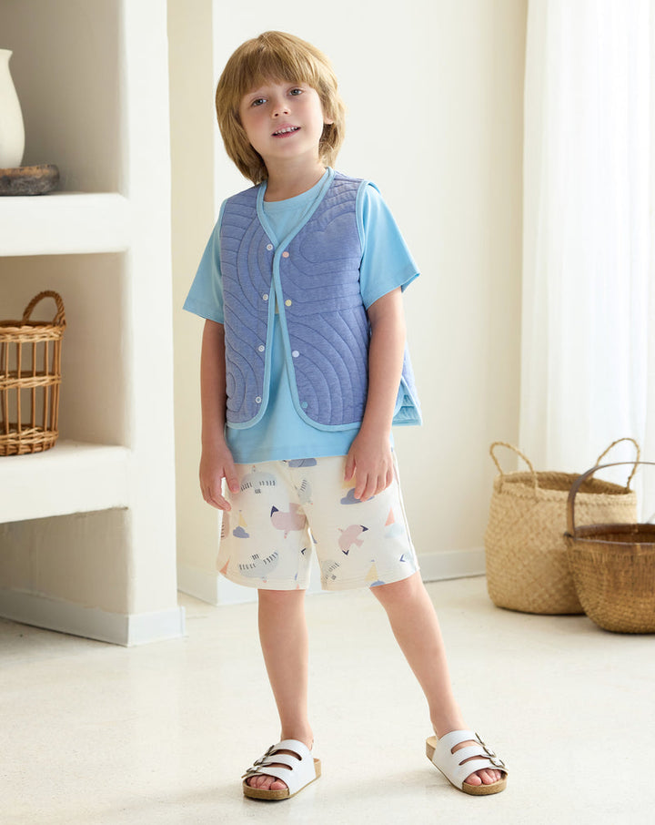 Nest Designs - Petite Revery Kids Cotton Quilted Cloud Vest - Forget-Me-Not