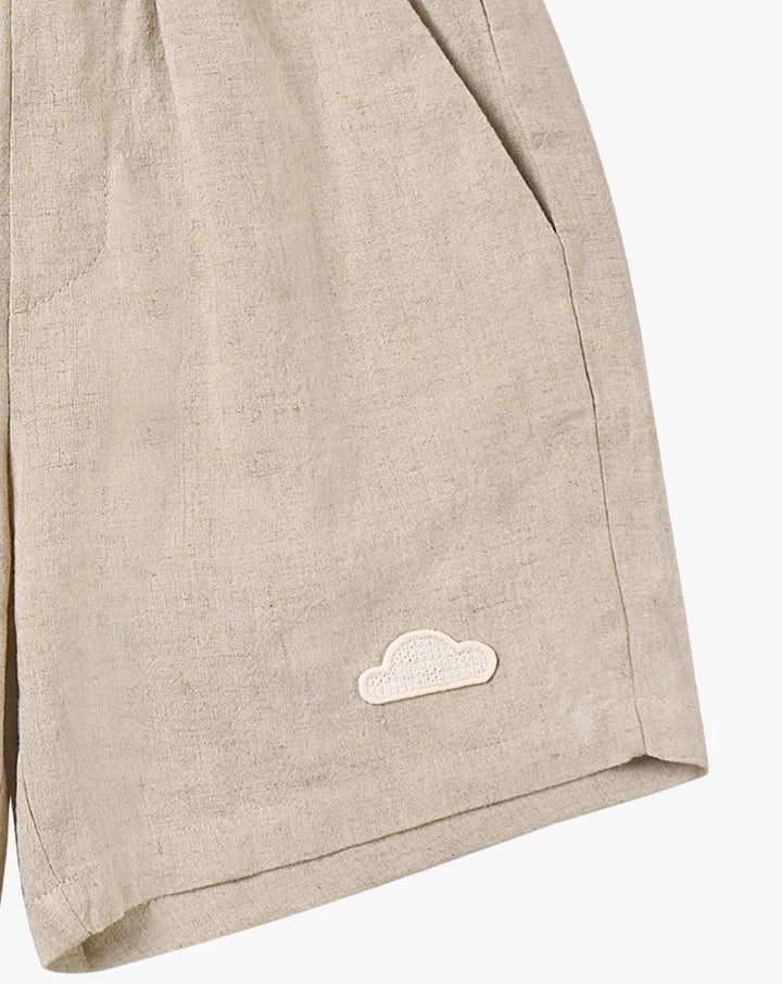 Nest Designs - Petite Revery Kids Washed Linen Shorts - Sandy Neutral