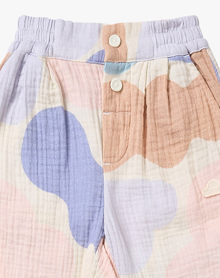 Nest Designs - Petite Revery Kids Wrinkled Muslin Pants - Cloudy Seashells