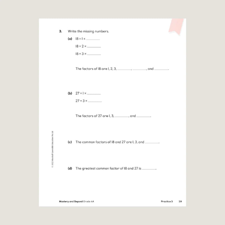 Singapore Math - Primary Mathematics Mastery and Beyond 4A