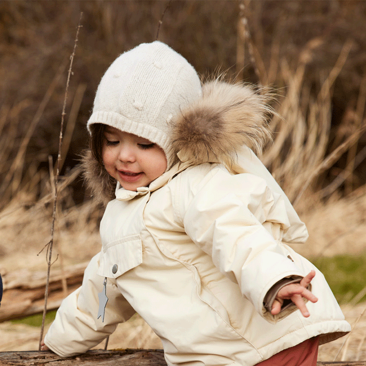 MINI A TURE Kids WANG Winter Jacket w/ Fur Hat - Angora Cream