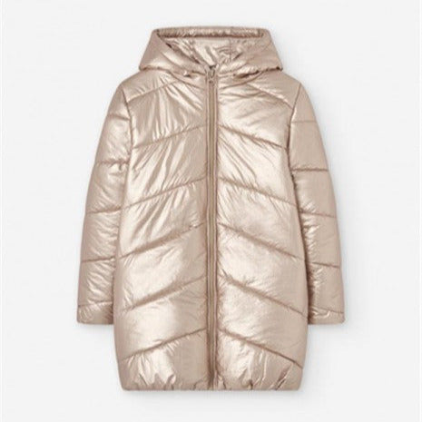 Losan Kids Girl's BRONZE Metallic Puffer Winter Coat with Hood - 6Y