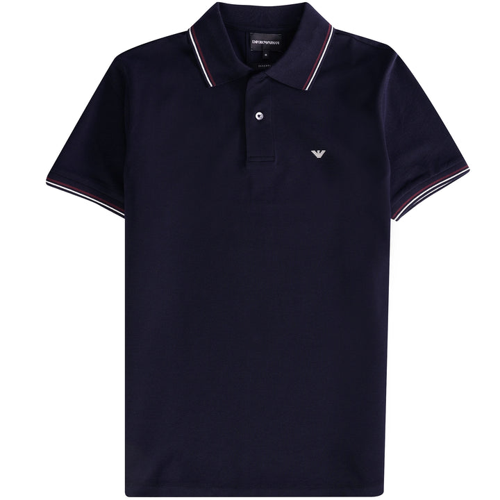 Emporio Armani Kids Boy's Stretch-Pique Short-Sleeved Polo Shirt w/ Trimmed Collar