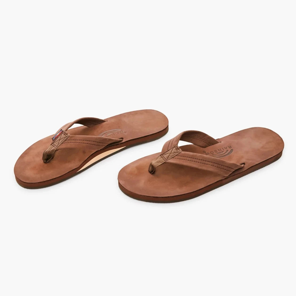 ◆PAES◆ Double Soft Sandal Brown Rainbow Men's Premium Leather Flip-Flops Sandals - Expresso