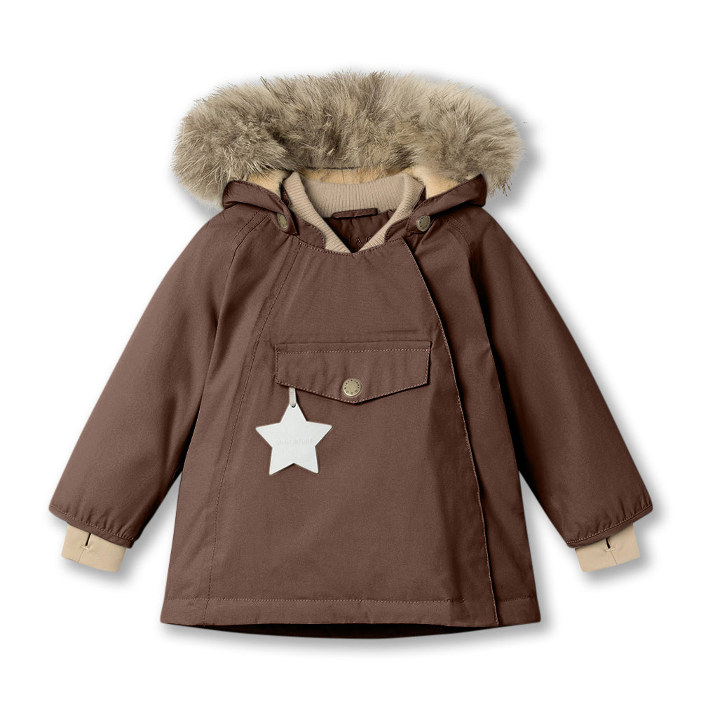 >MINI A TURE Kids WANG Winter Jacket w/ Fur Hat - Chestnut Brown