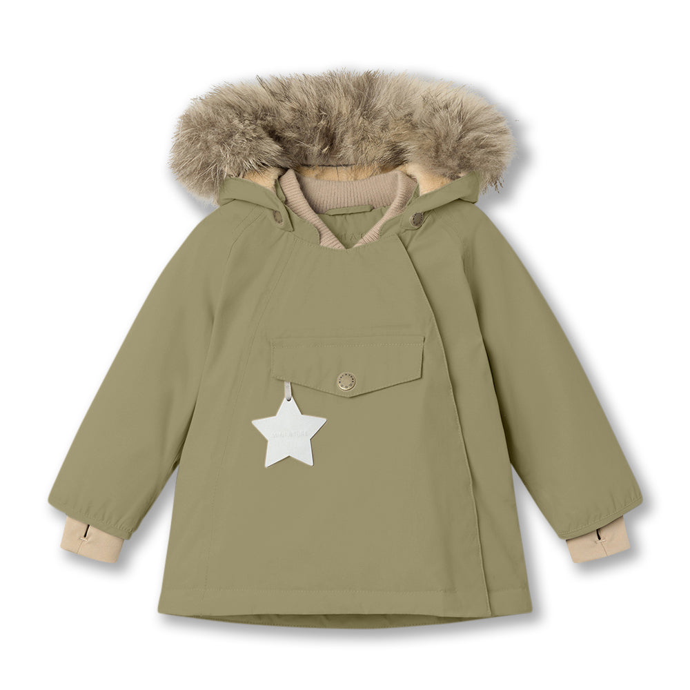 >MINI A TURE Kids WANG Winter Jacket w/ Fur Hat - Aloe Green