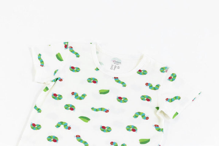 Nest Designs Kids/Baby Short Sleeve Two-Piece PJ Set (Bamboo Jersey) - Eric Carle Curly Caterpillar