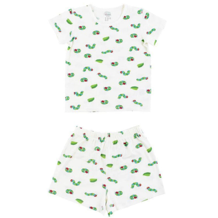 Nest Designs Kids/Baby Short Sleeve Two-Piece PJ Set (Bamboo Jersey) - Eric Carle Curly Caterpillar