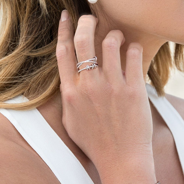 APM Triple Ring With Sliding Hoops - Silver