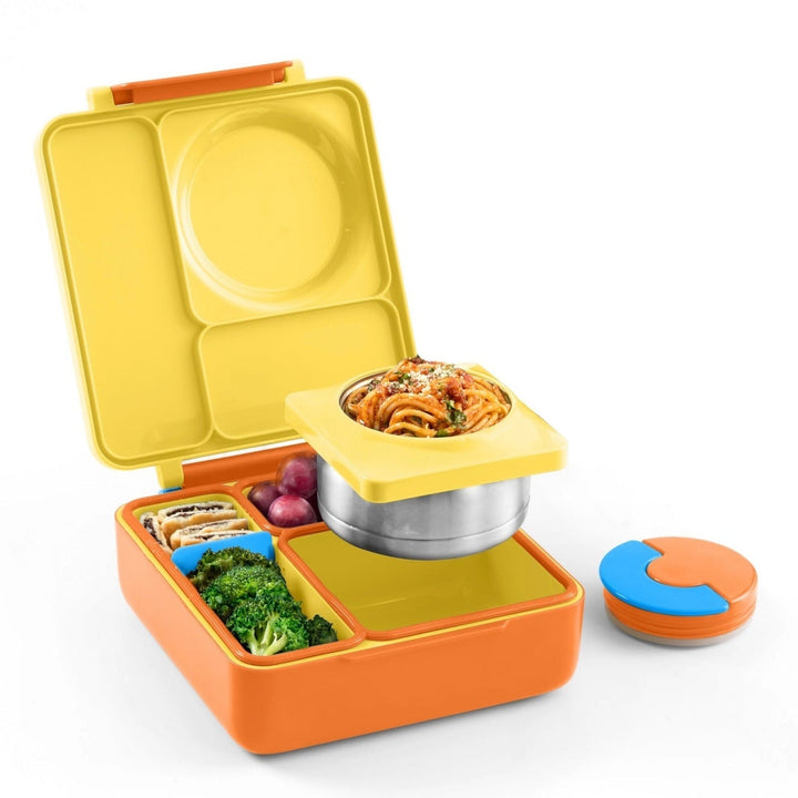 OmieBox Lunch Box with Fork, Spoon + Pod Set - Sunshine 3-7Y