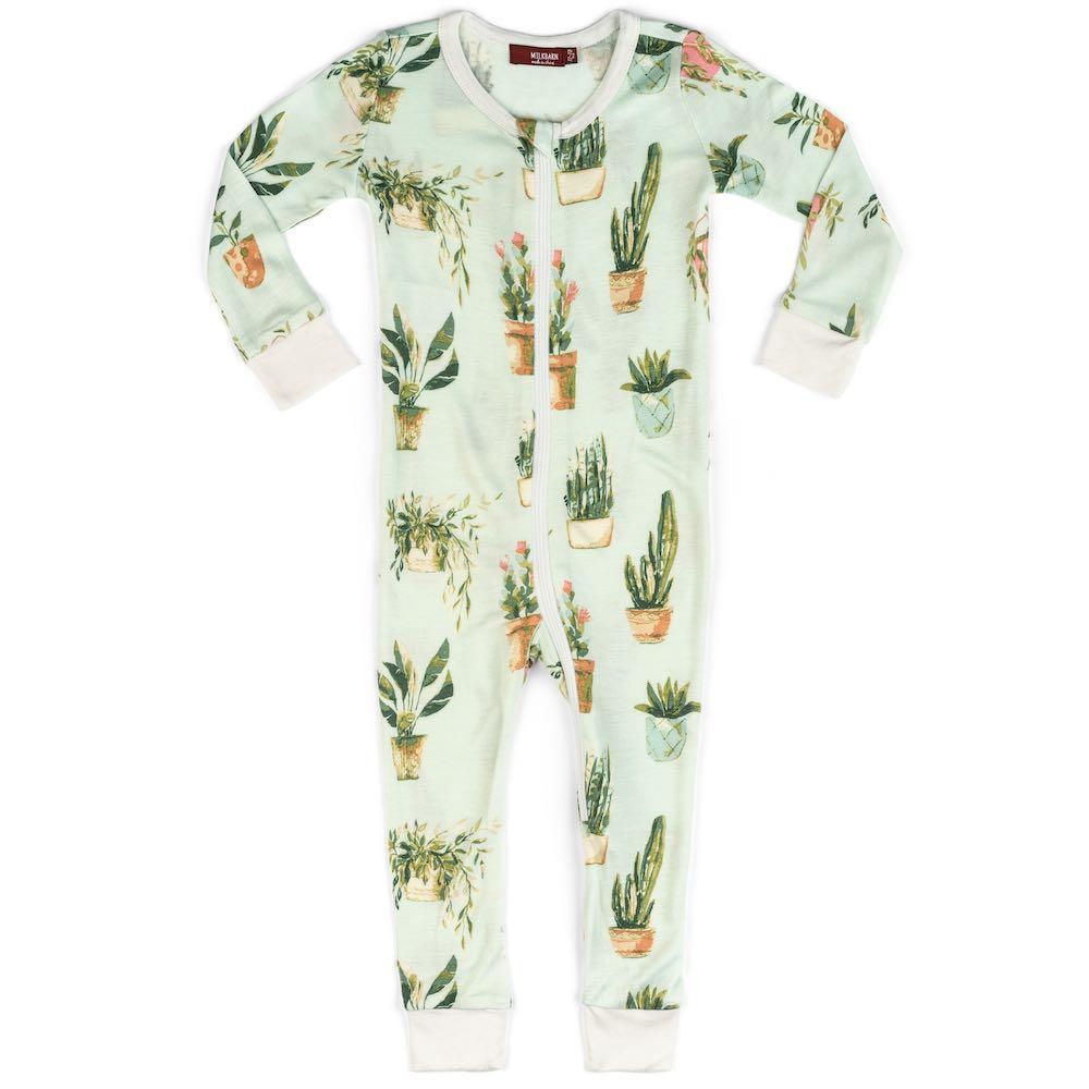 Milkbarn 38103 ZIPPER PAJAMA POTTED PLANTS