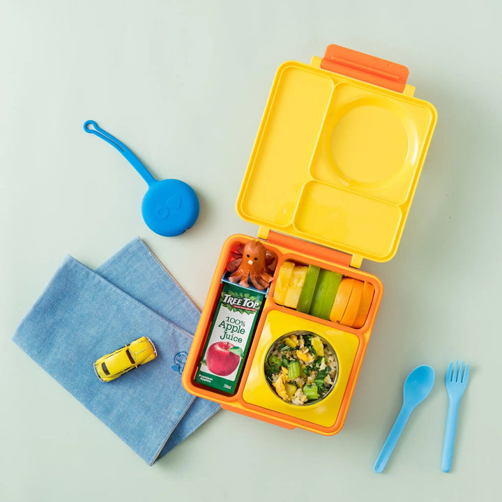 OmieBox Lunch Box with Fork, Spoon + Pod Set - Sunshine 3-7Y