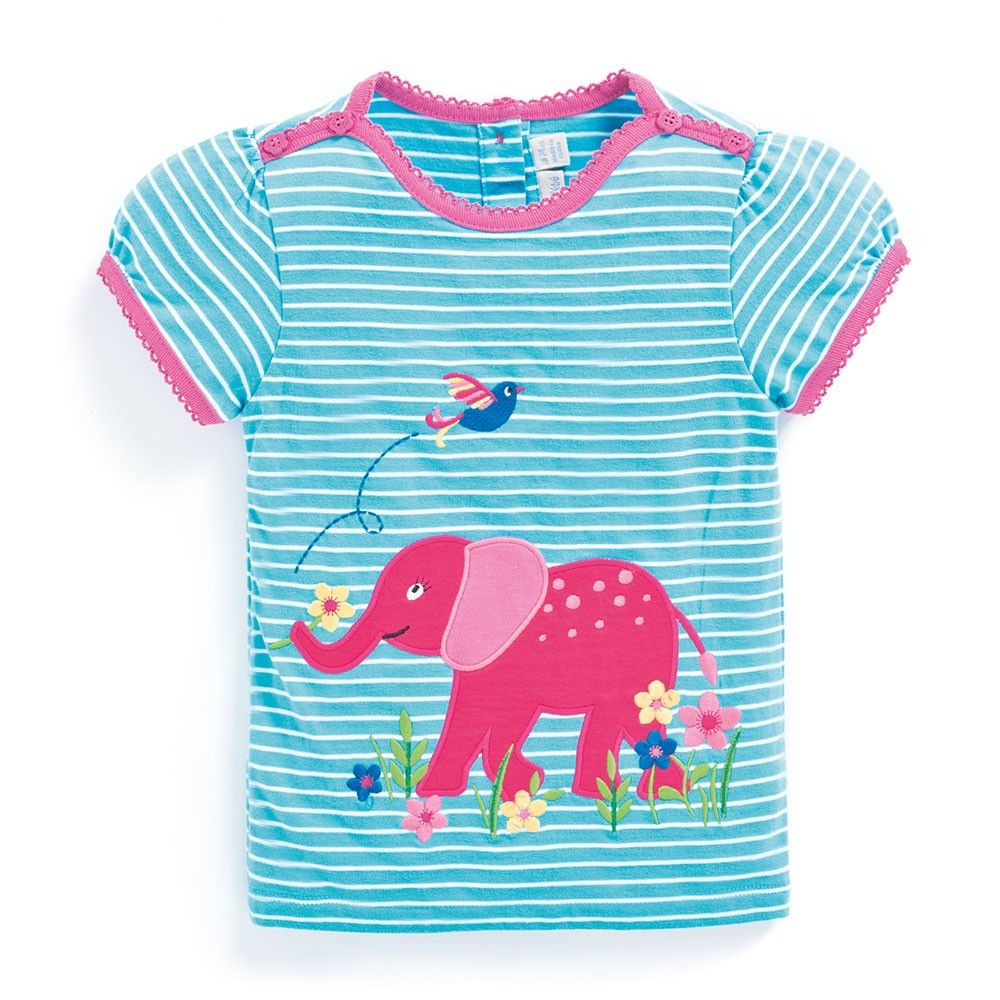 Jojo Maman Bebe Kids Baby Girl Elephant T shirt in Turquoise